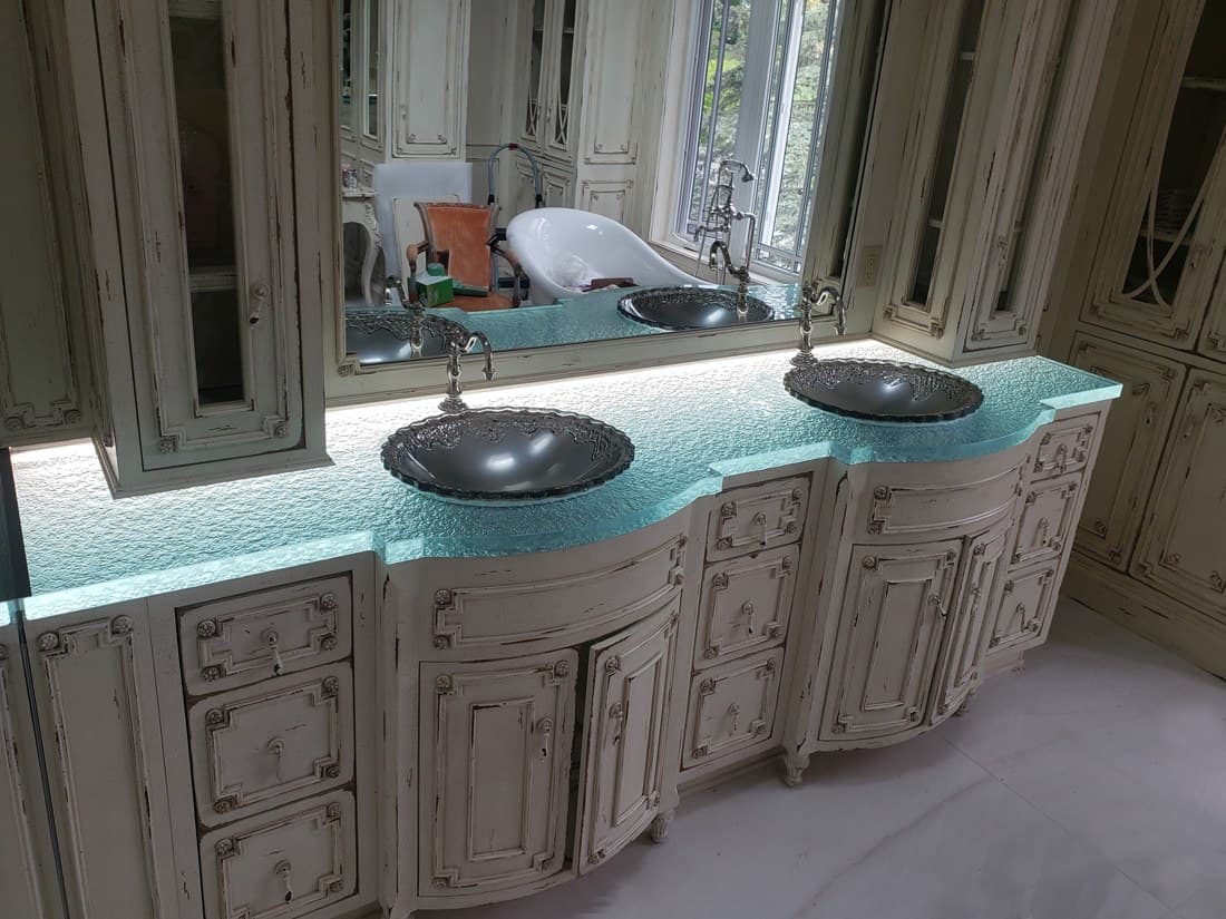 Bathroom glass countertop (BC71)