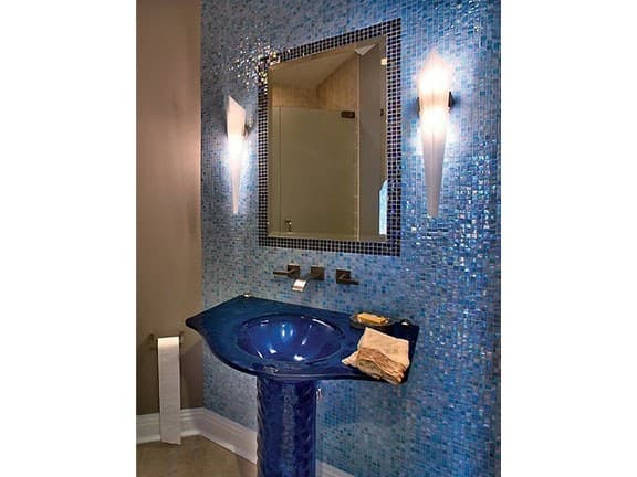 Glass Sink - "Fleur-de-Lis" (Dark Blue Translucent) (PDS14)