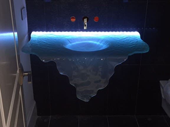 Waterfall Glass Sink with LED Light (WMGS16)