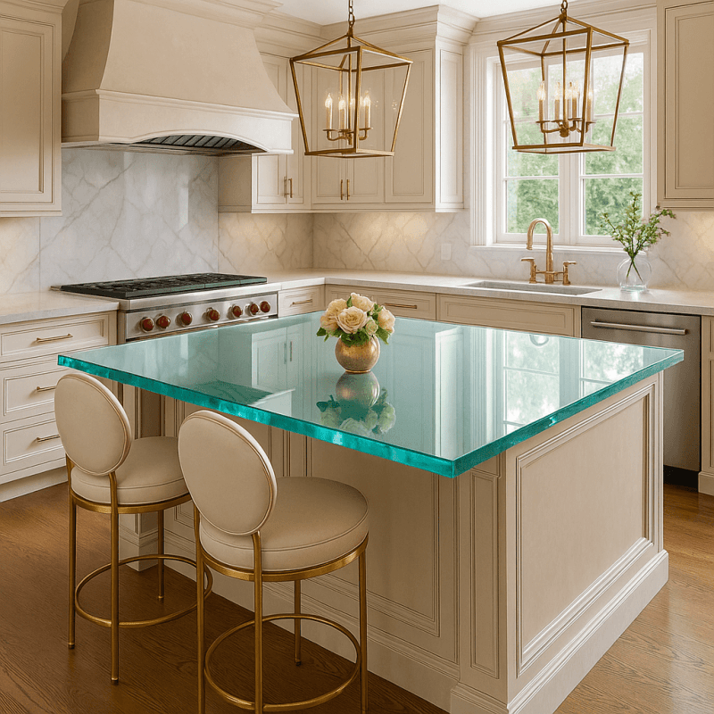 Best Pairings for Glass Countertops in Luxury Kitchens: Cabinet Shades, Backsplashes and Flooring
