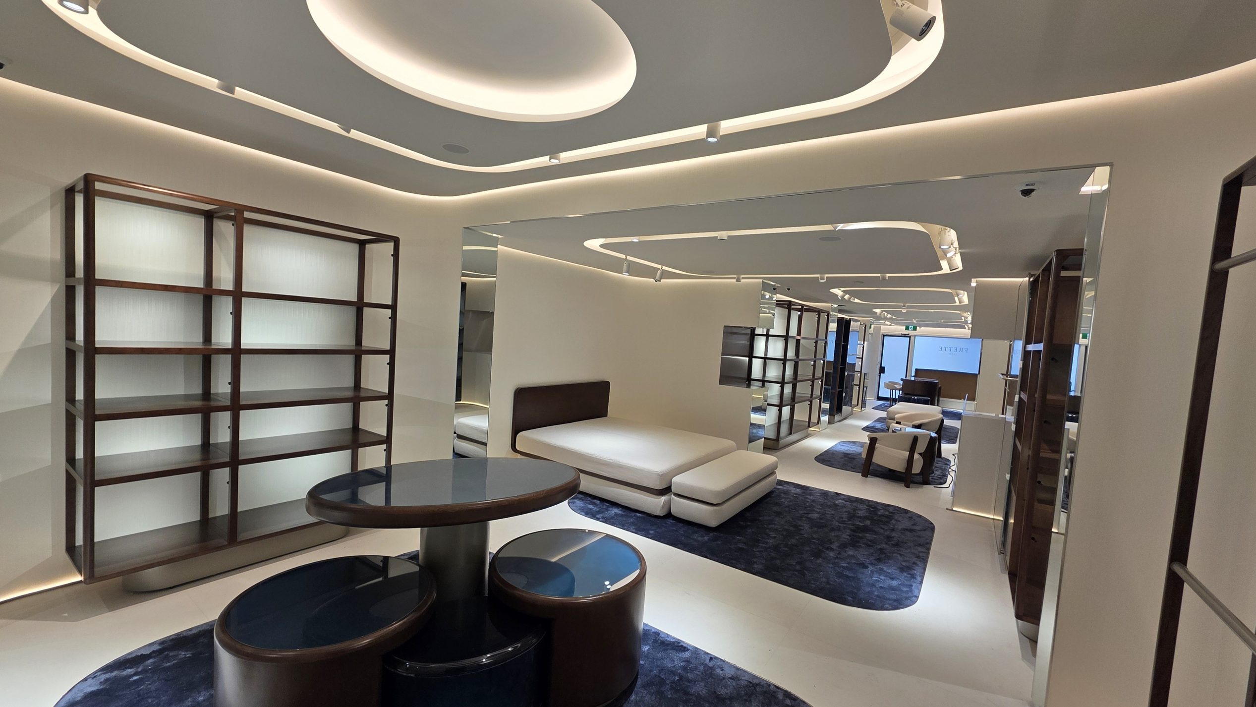 Custom glass interior at the Frette store