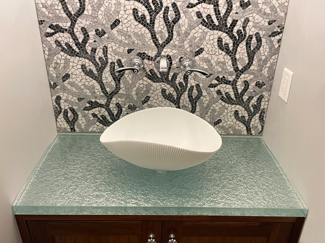 bathroom glass countertop