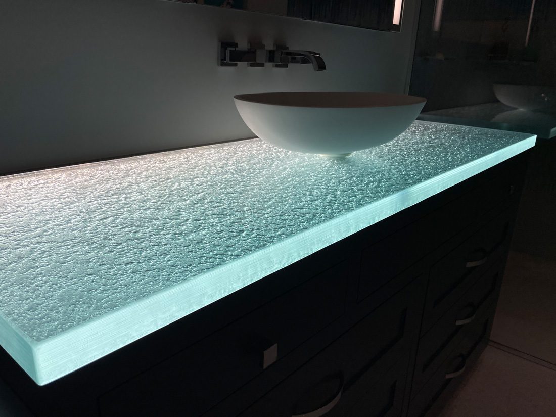 glass bathroom countertop