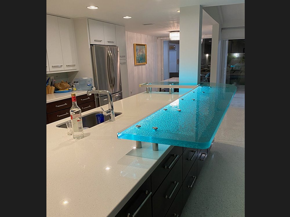 raised glass bar top