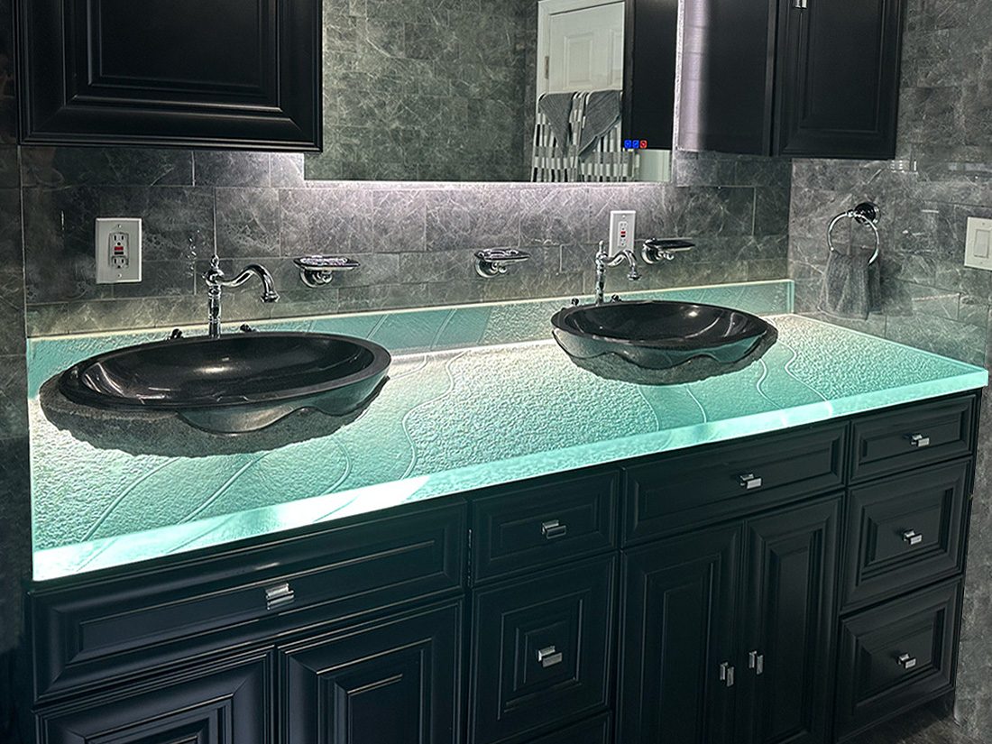glass bathroom countertops