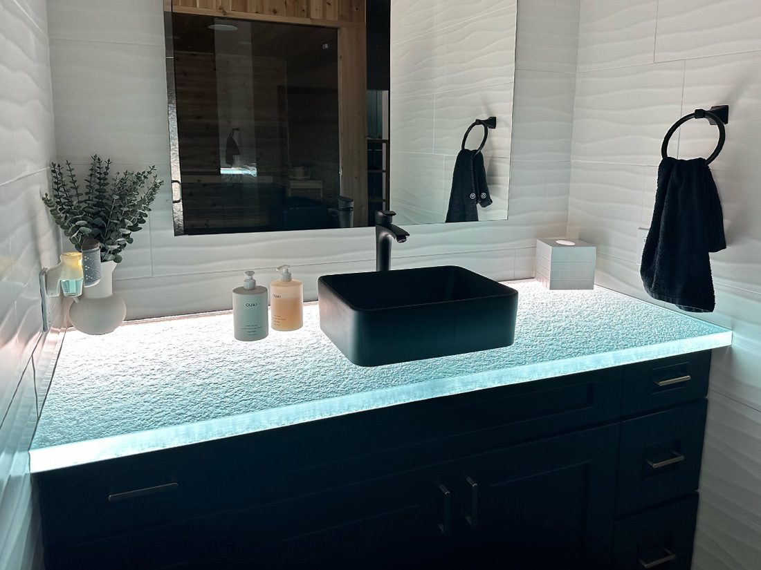 glass bathroom countertops