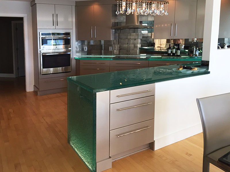 Waterfall Edge Glass Countertop
