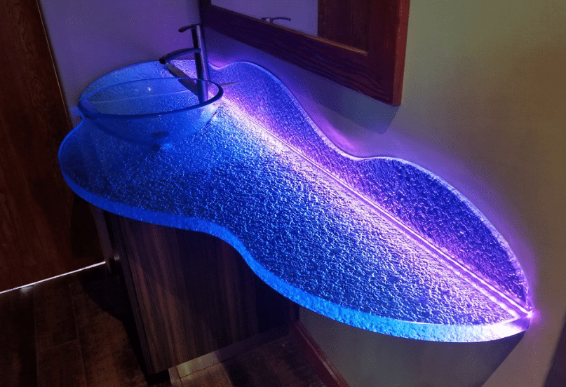 Colored or Tinted Glass Vanity Counters